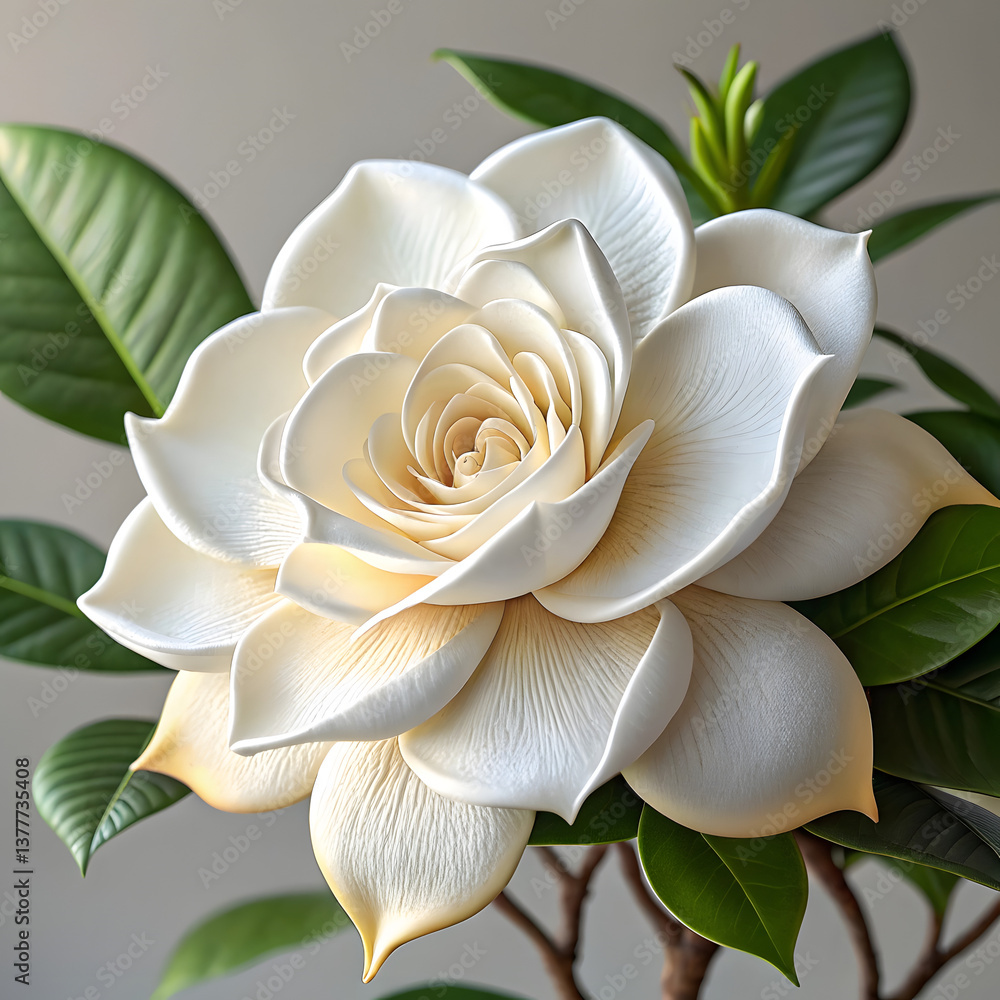 Fototapeta premium White Rose Blossom on Green Background