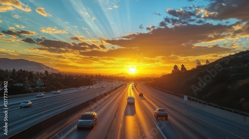 The sunset over the highway made the long drive worthwhile