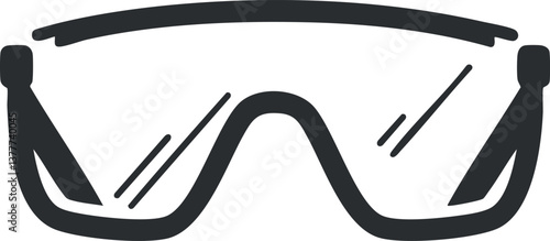 Black silhouette of safety glasses with a modern, minimalist design for protection and style.