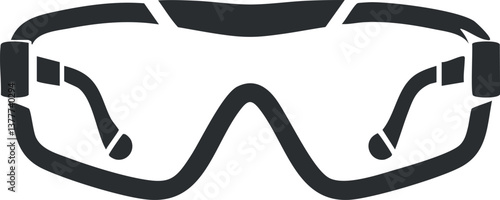 Black silhouette of protective goggles for safety and sports activities.