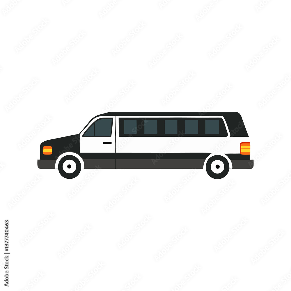 Vector illustration of a bus and limousine on white background Vector illustration of a bus and limousine on white background