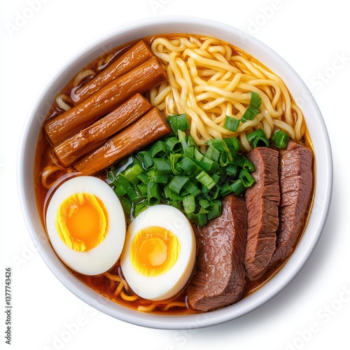 Wallpaper Mural Delicious ramen bowl with eggs and beef slices Torontodigital.ca