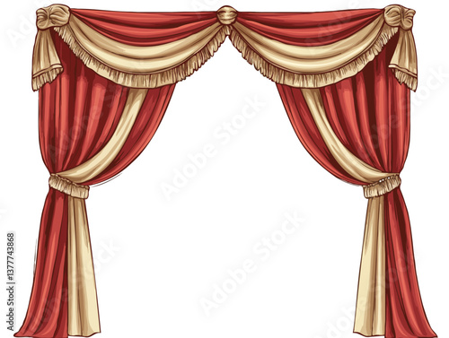 Curtains illustration, isolated on white