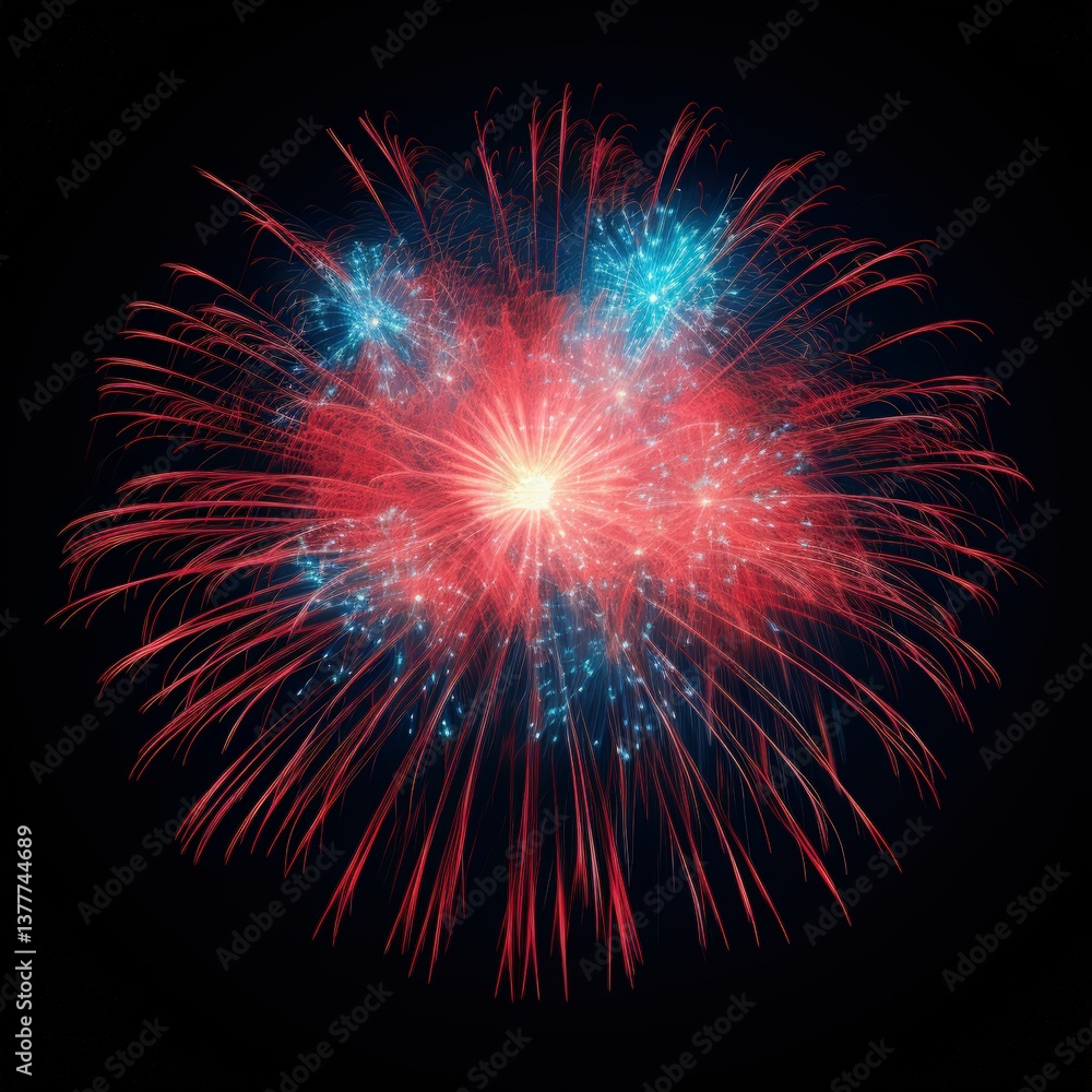 Vibrant red and blue fireworks display Vibrant red and blue fireworks display