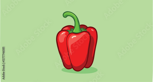 showcases a vibrant red bell pepper against a light green backdrop. its glossy surface and smooth curves are highlighted by subtle lighting creating a fresh and appetizing mood.