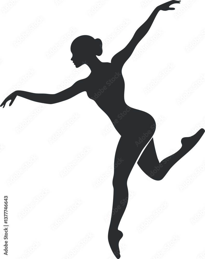 Fototapeta premium Silhouette of a graceful ballet dancer in an elegant pose, showcasing fluid movement and balance.