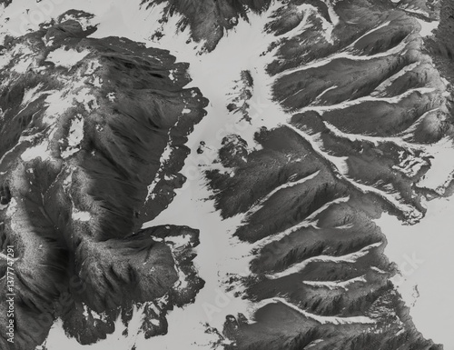 Aerial View of Snowy Mountains