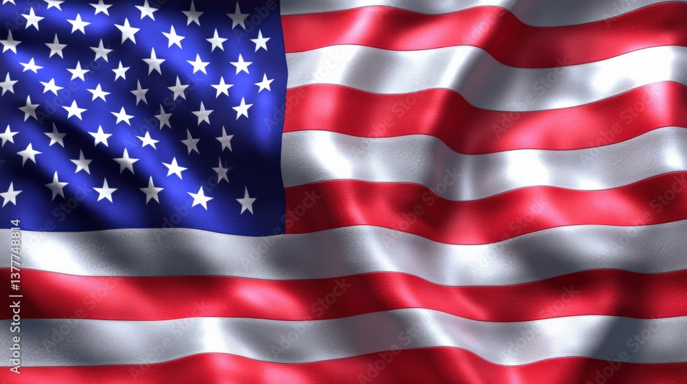 Obraz premium Waving American Flag, Symbol of Freedom and Patriotism, USA National Icon