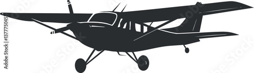 Silhouette of a small airplane with propeller, showcasing aviation and flight design elements.
