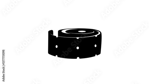 Paper Tickets Roll, black  isolated silhouette
