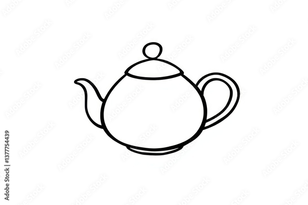 Teapot outline illustration in minimalist style Teapot outline illustration in minimalist style