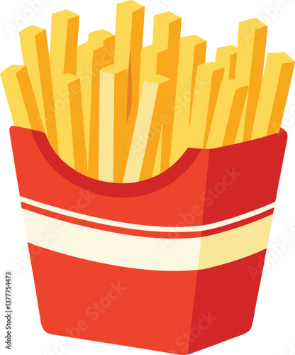 Box of French Fries Flat Vector Illustration | Clipart | Isolated on White Background