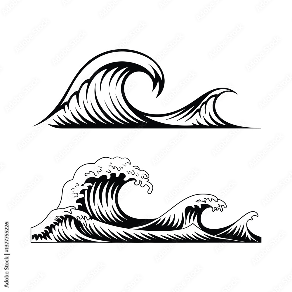 Fototapeta premium Black Wave Silhouette Design Elements