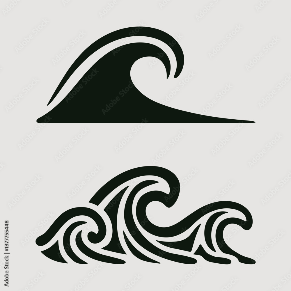 Fototapeta premium Black Wave Silhouette Design Elements