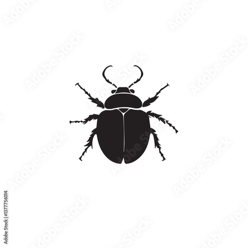 black image of insect bug on white background, black and white graphics, vector
