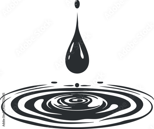 Abstract illustration of a water droplet creating ripples on a surface, symbolizing fluidity.
