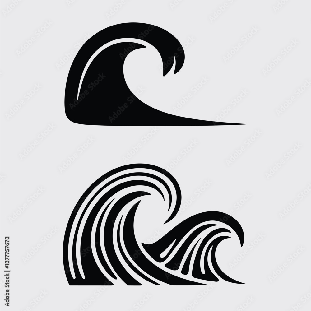 Black Wave Silhouette Design Elements Black Wave Silhouette Design Elements