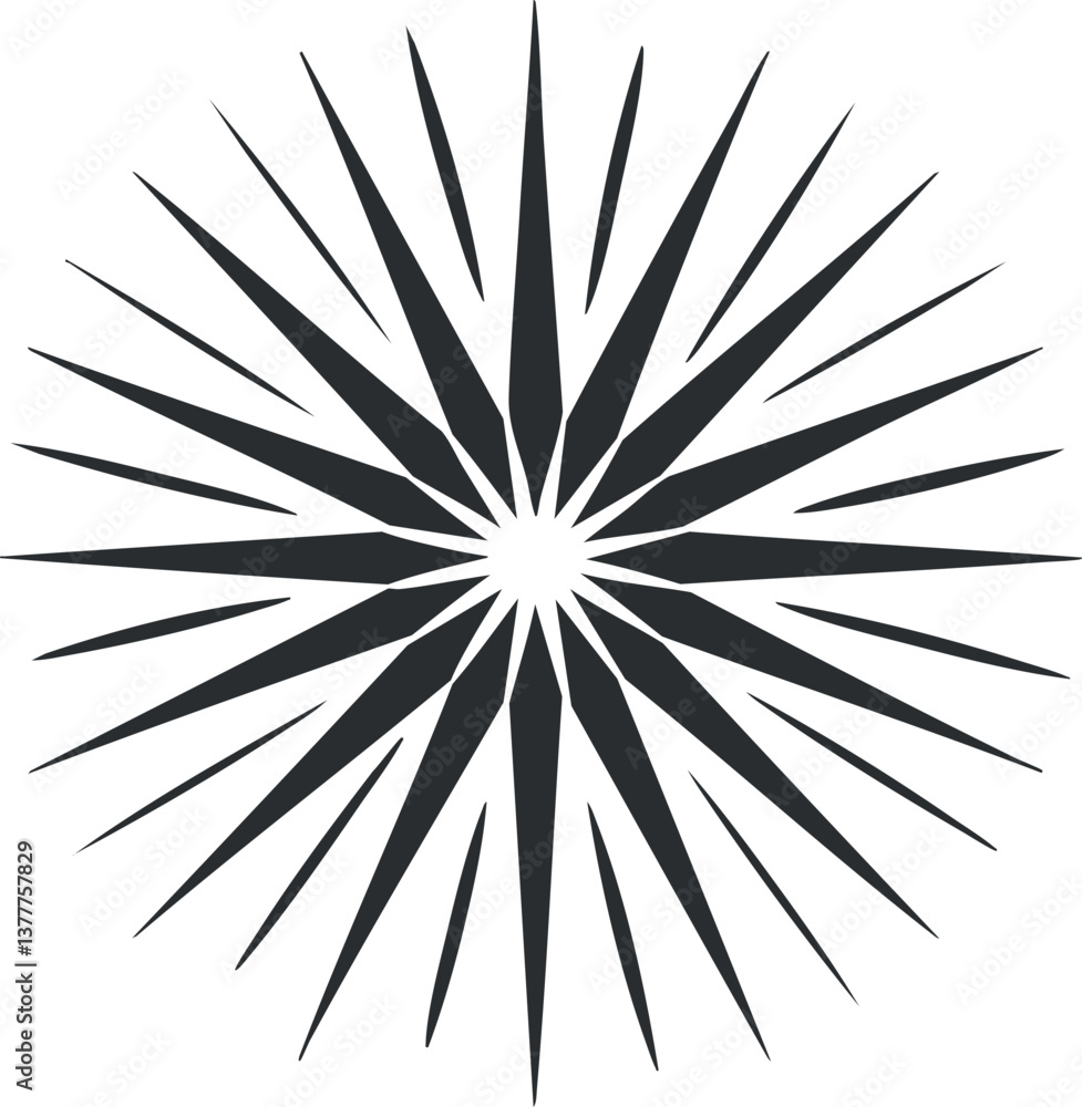 Fototapeta premium Abstract black and white starburst design with sharp radial points and symmetrical pattern.