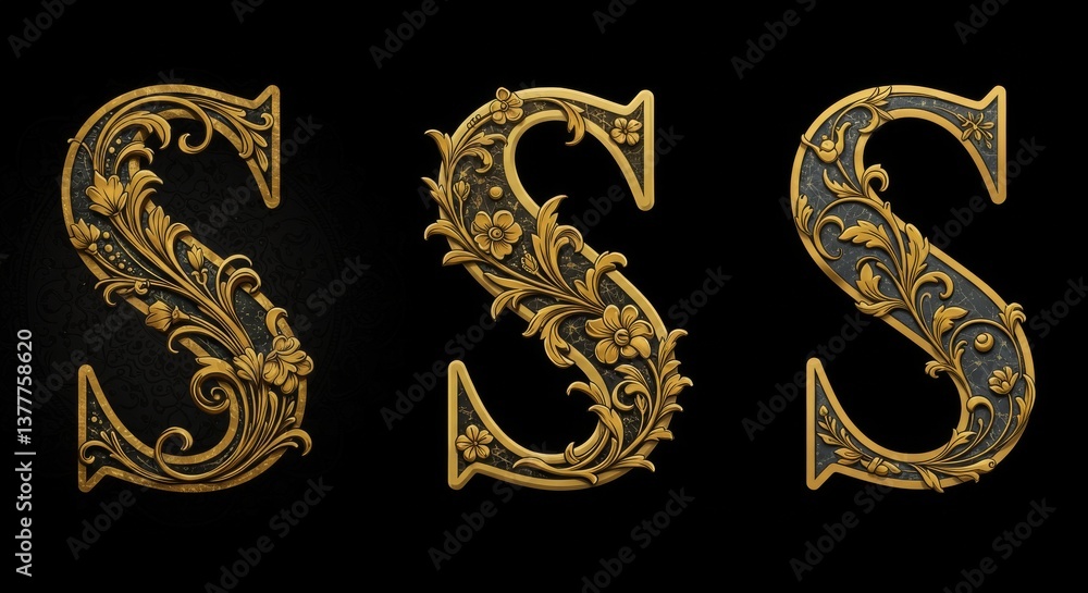 Gold letters s design background Gold letters s design background