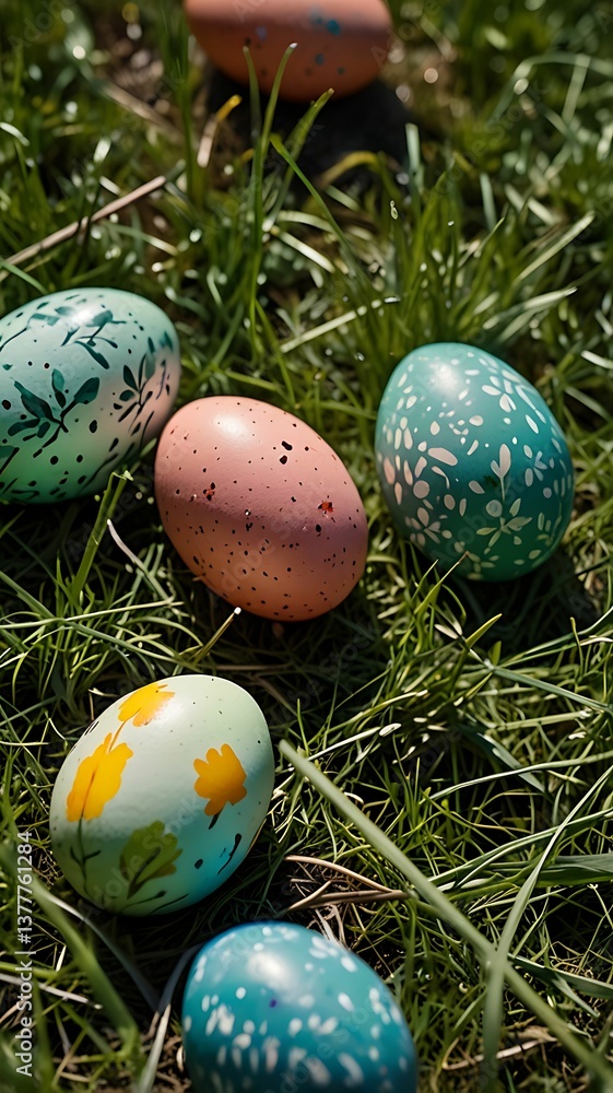 Happy Easter Celebration – Colorful Painted Eggs | Spring Easter Eggs Under Green Leaves Happy Easter Celebration – Colorful Painted Eggs | Spring Easter Eggs Under Green Leaves