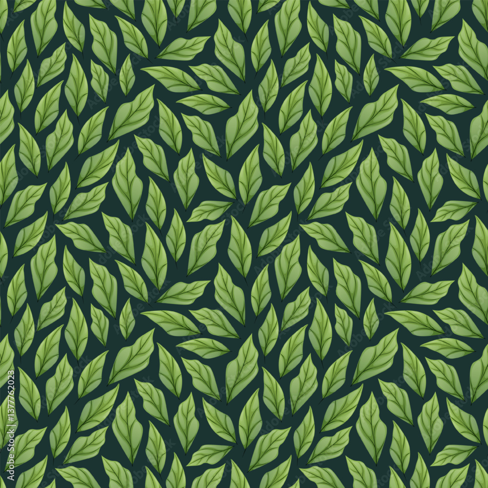 Seamless Pattern with Spring Green Leaves. Delicate Background for Fabric, Wallpaper, Wrapping Paper, etc. Seamless Pattern with Spring Green Leaves. Delicate Background for Fabric, Wallpaper, Wrapping Paper, etc.