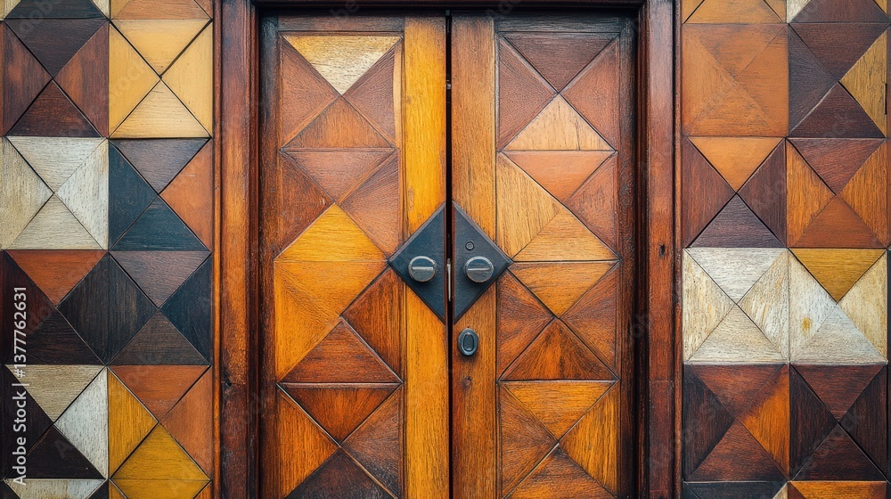 Fototapeta premium A detailed close up view of an elegant wooden door