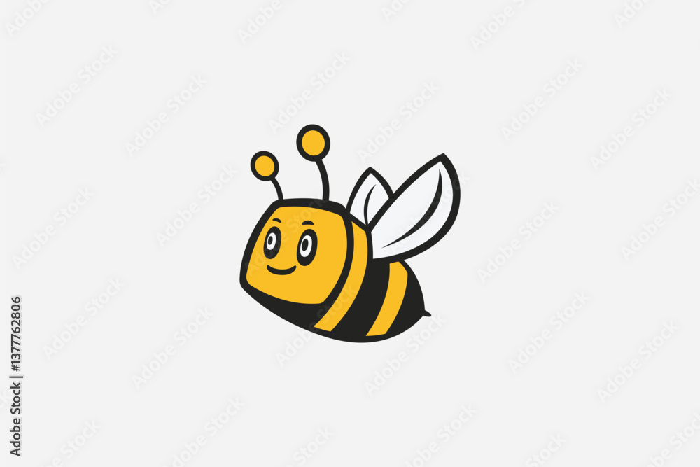 Obraz premium Logo design of a bee, symbolizing nature, hard work, and environmental sustainability, often with a clean and minimal style.