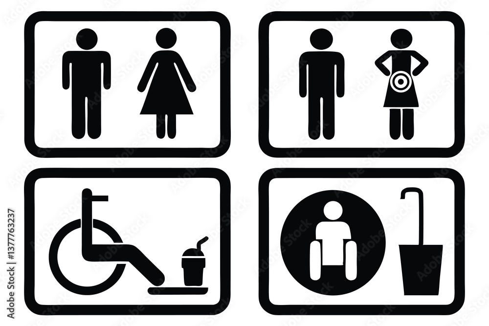 WC Symbol, signs, icons, sanitary, pictogram. WC Symbol, signs, icons, sanitary, pictogram.