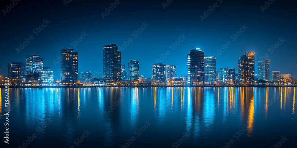 Fototapeta premium Cityscape Night Reflection