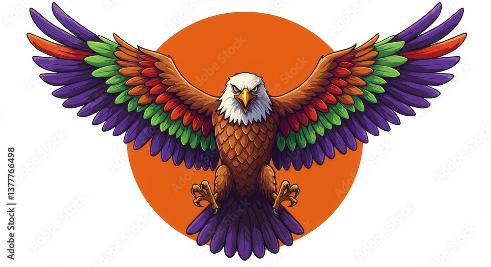 Obraz premium Colorful soaring bird graphic design
