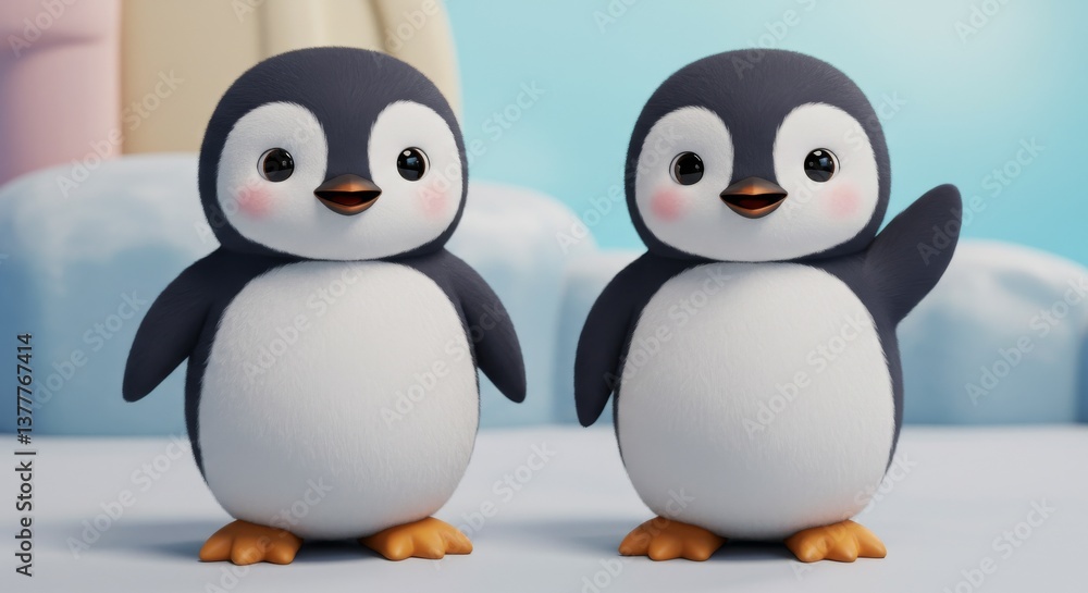 Fototapeta premium Adorable penguin figurines home decor