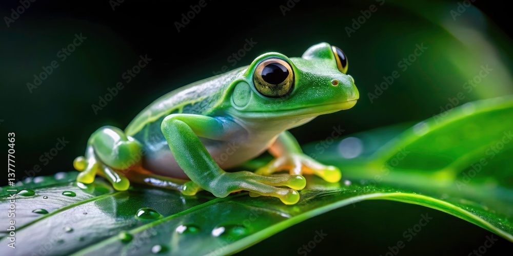 Naklejka premium Limon Giant Glass Frog - Sachatamia ilex - Minimalist Glass Frog Photography - Rare Amphibian - Centrolenidae Family