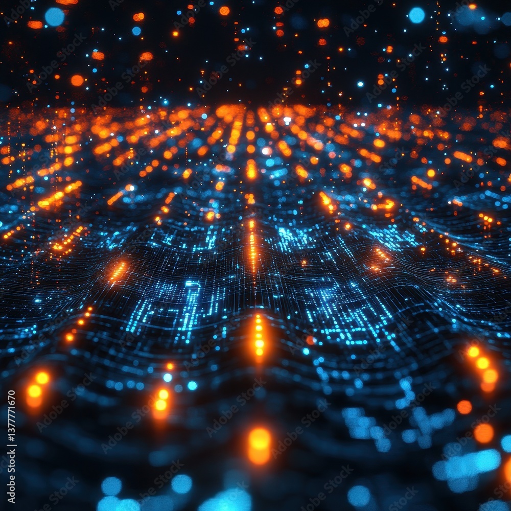 Obraz premium Abstract Digital Network Data Flow, Futuristic Technology Background