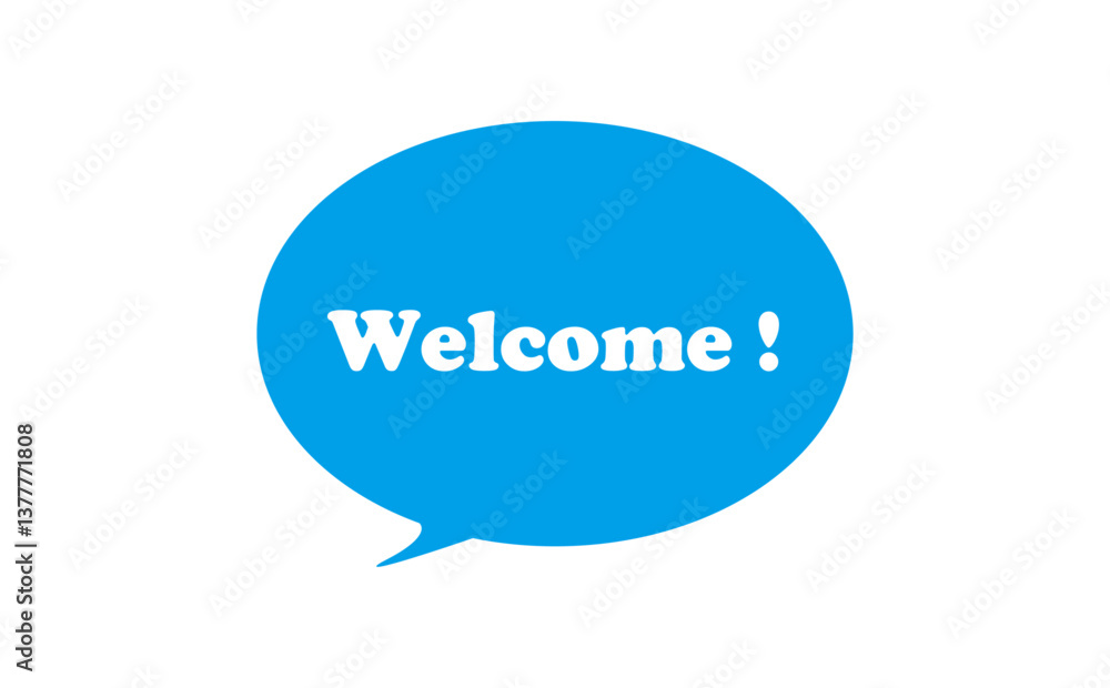Welcome !(ようこそ!)の文字が入った、シンプルな吹き出し
Welcome !(ようこそ!)の文字が入った、シンプルな吹き出し