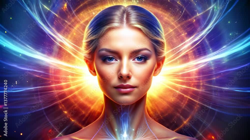 Woman in Deep Meditation with Glowing Mandala Patterns for Spiritual Awakening Woman in Deep Meditation with Glowing Mandala Patterns for Spiritual Awakening