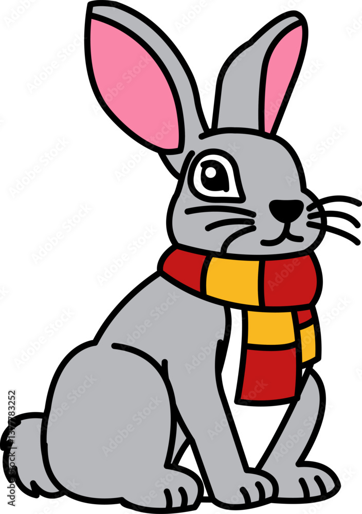 Obraz premium isolate illustration of Rabbit wearing a scarf