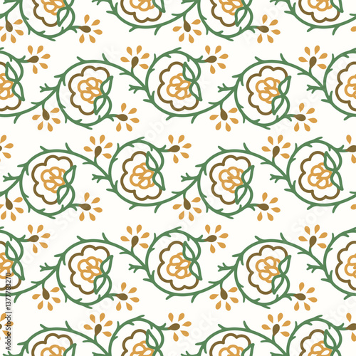 Freehand Bail Floral Repeat Vector Pattern