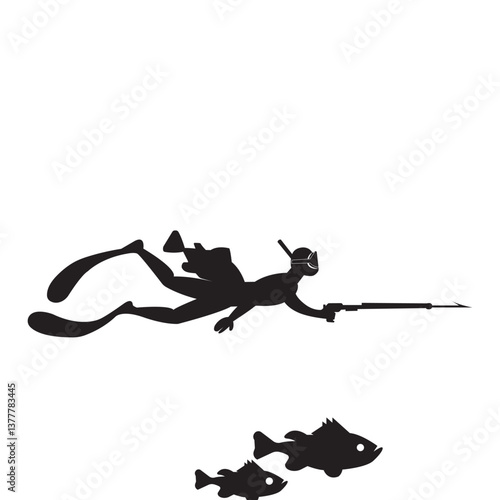spearfishing silhouette emblem logo illustrations