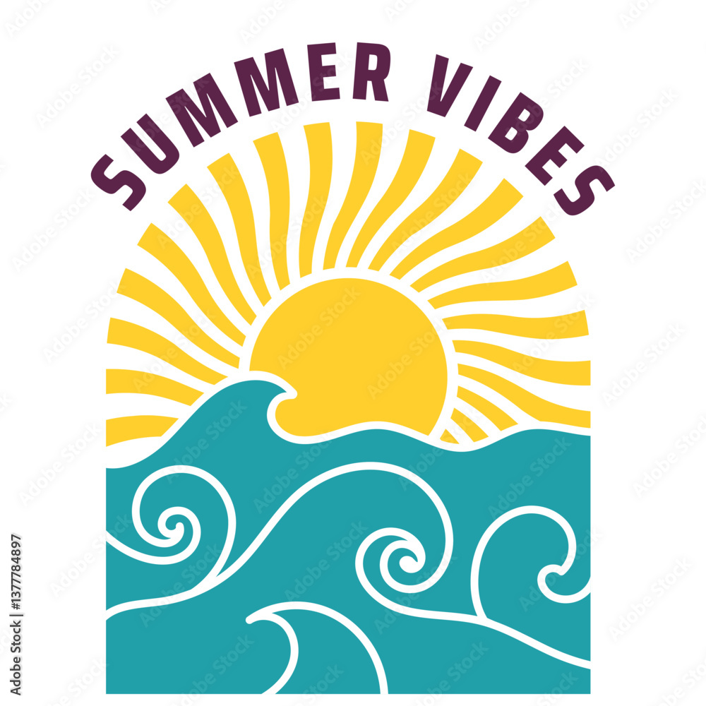Naklejka premium summer vibes illustration