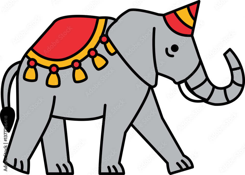 Fototapeta premium isolate illustration of Elephant in festival costumes