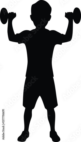 silhouette of a man lifting weights