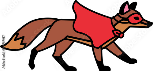 isolate illustration of Fox with mask and cape