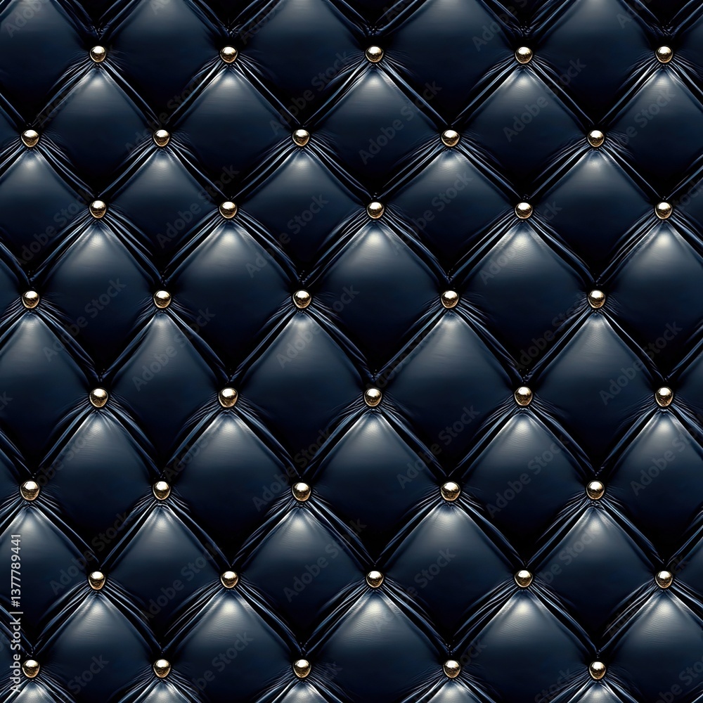 Obraz premium Luxurious blue quilted leather texture with a rich, detailed pattern, perfect for enhancing the aesthetic of digital screens SEAMLESS PATTERN