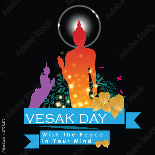 Abstract of Vesak Day. The Birthday, Enlightenment and Death of Lord Buddha that's one sign of Buddism. Buddhists called The Meditation Day or Jayanti Day. Background and banner concept.