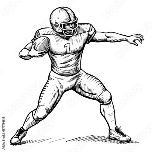 Football player throwing a pass in a dynamic pose  