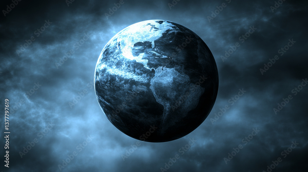 Fototapeta premium stunning view of Earth in dark, atmospheric setting