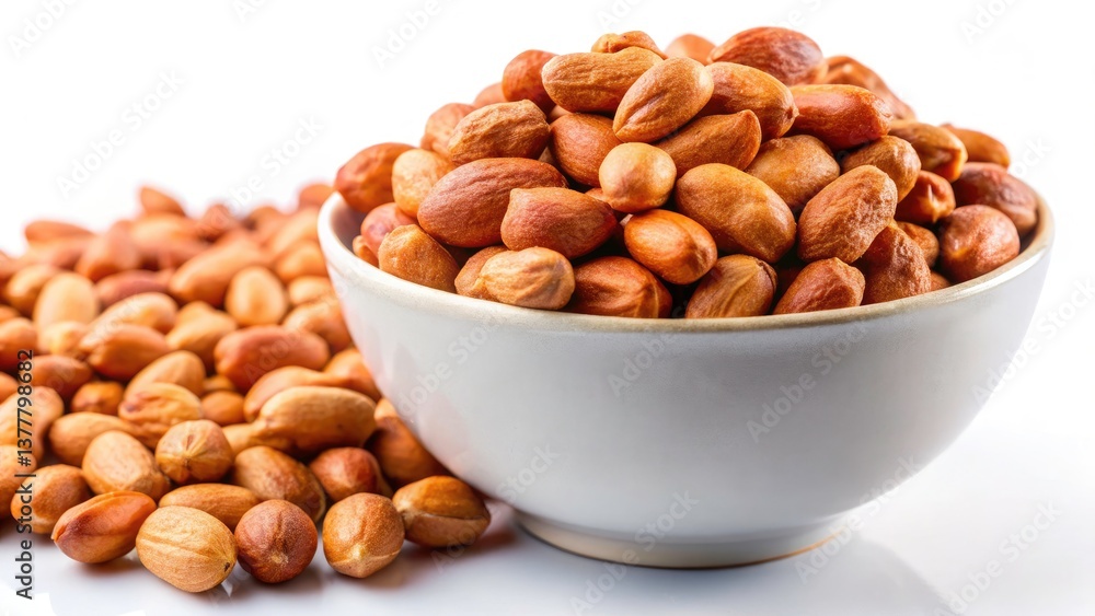 Roasted Peanuts Bowl Close Up White Background - High Resolution Food Photography Image Roasted Peanuts Bowl Close Up White Background - High Resolution Food Photography Image