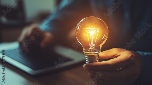 glowing light bulb symbolizes innovation and creativity