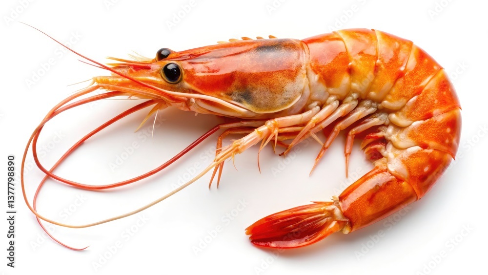 Large Shrimp Top View, Isolated White Background, Seafood Photography, Closeup, High Resolution Image Large Shrimp Top View, Isolated White Background, Seafood Photography, Closeup, High Resolution Image
