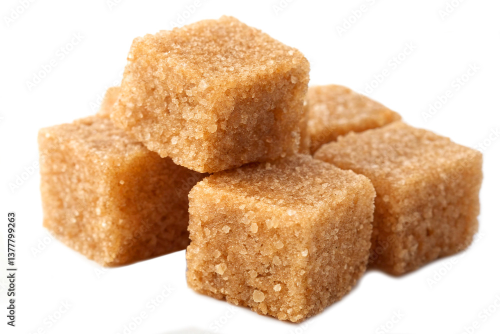 Brown Sugar Cubes Isolated on White Background Brown Sugar Cubes Isolated on White Background